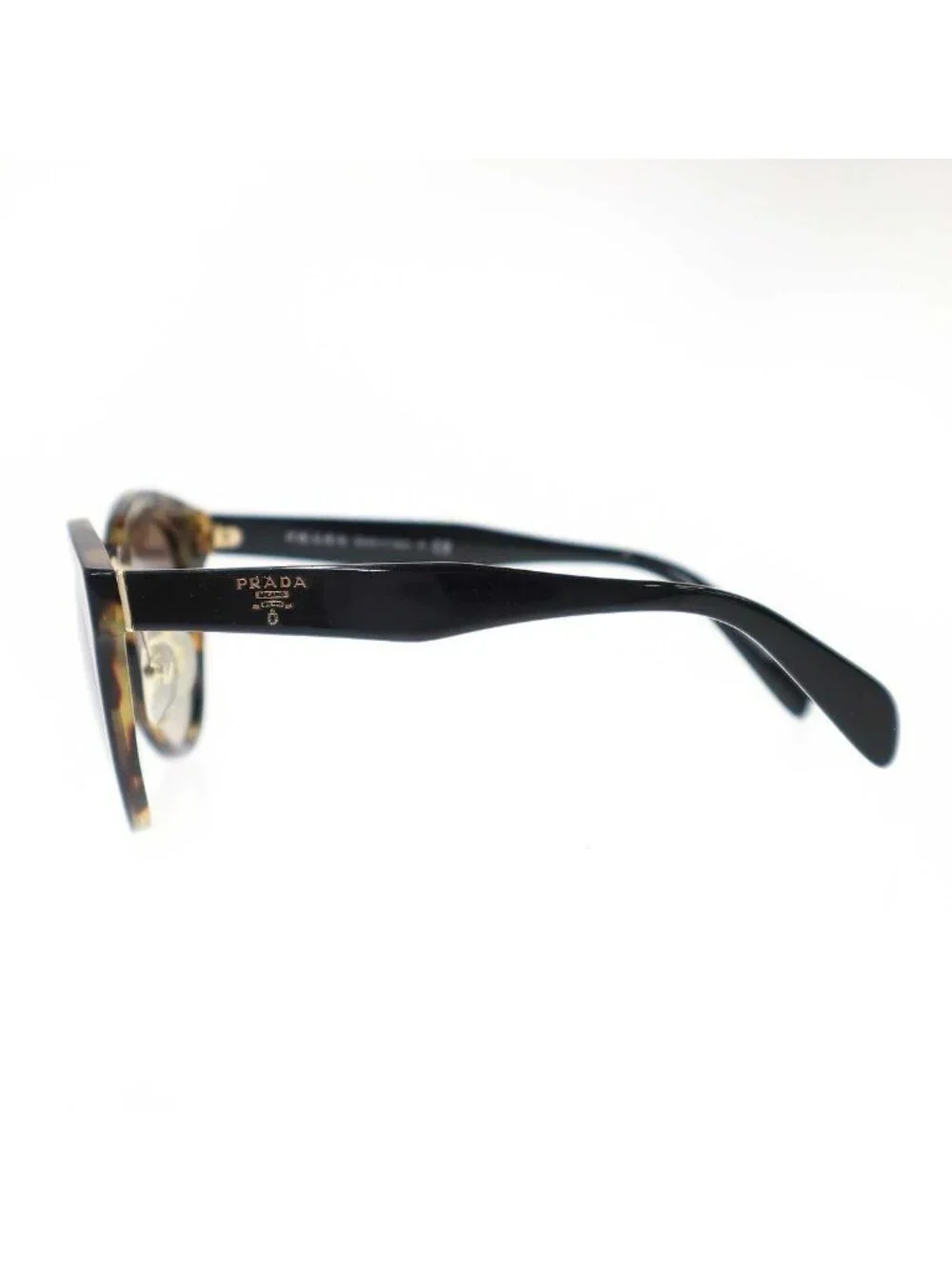 Prada Tortoiseshell Pattern Round Sunglasses Black Eyewear